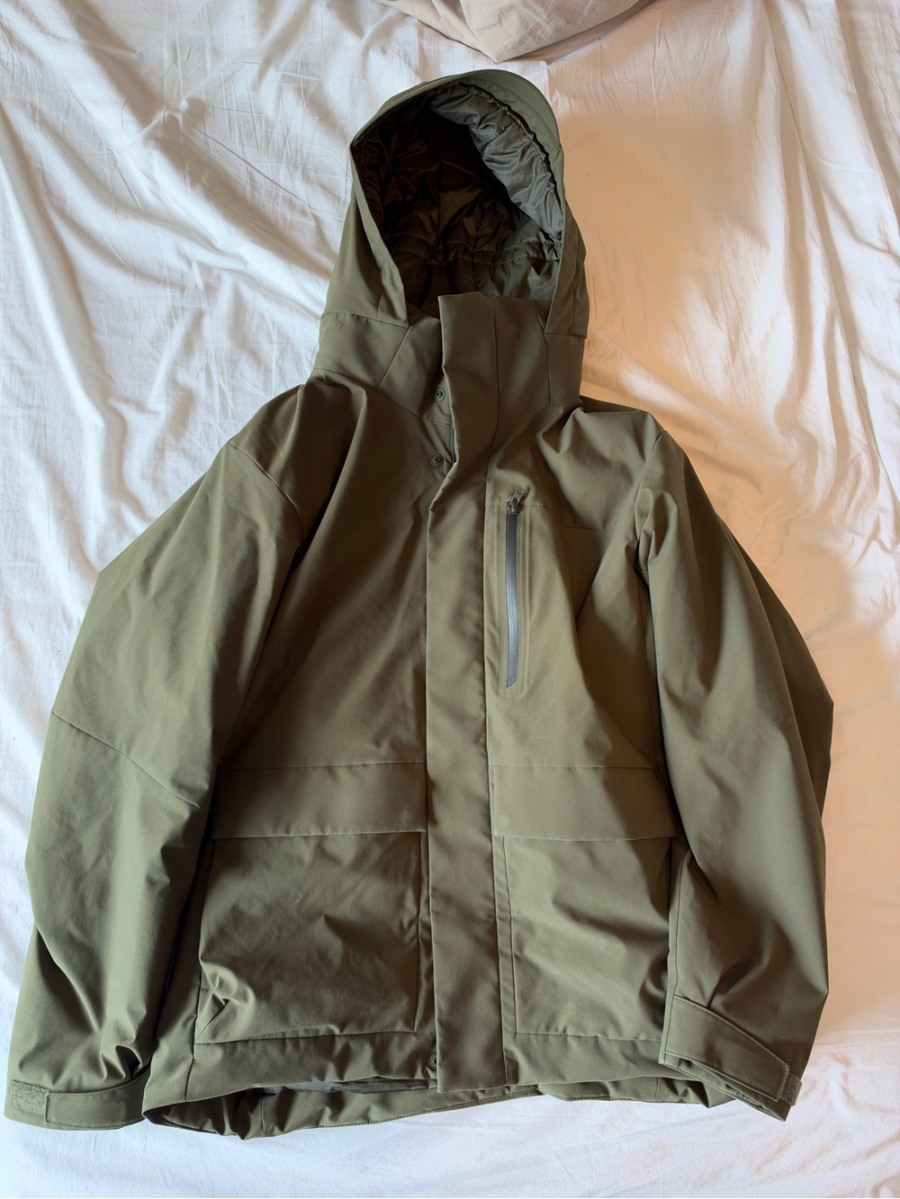 Uniqlo Olive Green Hooded Hybrid Down Jacket